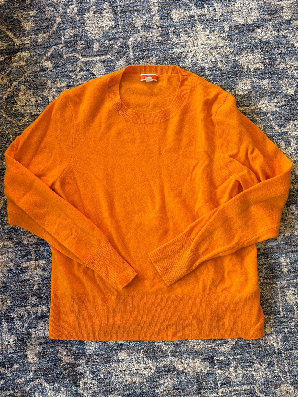 J. Crew Women’s Bright Marigold Cashmere Crewneck Sweater, Size L